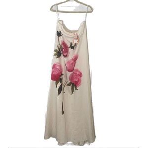 Dorothy Floral Print Strapless Satin Maxi 🌸